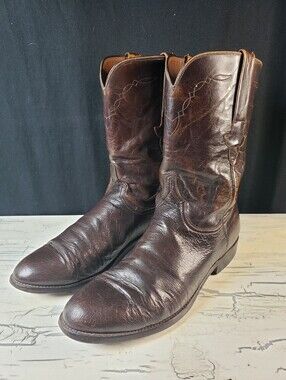 Vintage Lucchese Classics L 8303 Leather Ropers in Mahogany - Men's size 9.5 D